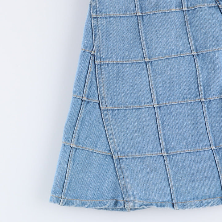 BRITTANIA SPORTSWEAR Patchwork Denim Half-Length A-Line Skirt, Women's Size M, Vintage cotton blue type Vintage Second Hand