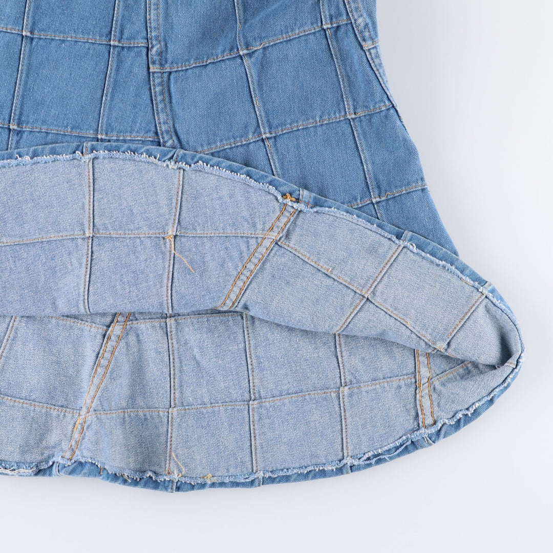 BRITTANIA SPORTSWEAR Patchwork Denim Half-Length A-Line Skirt, Women's Size M, Vintage cotton blue type Vintage Second Hand