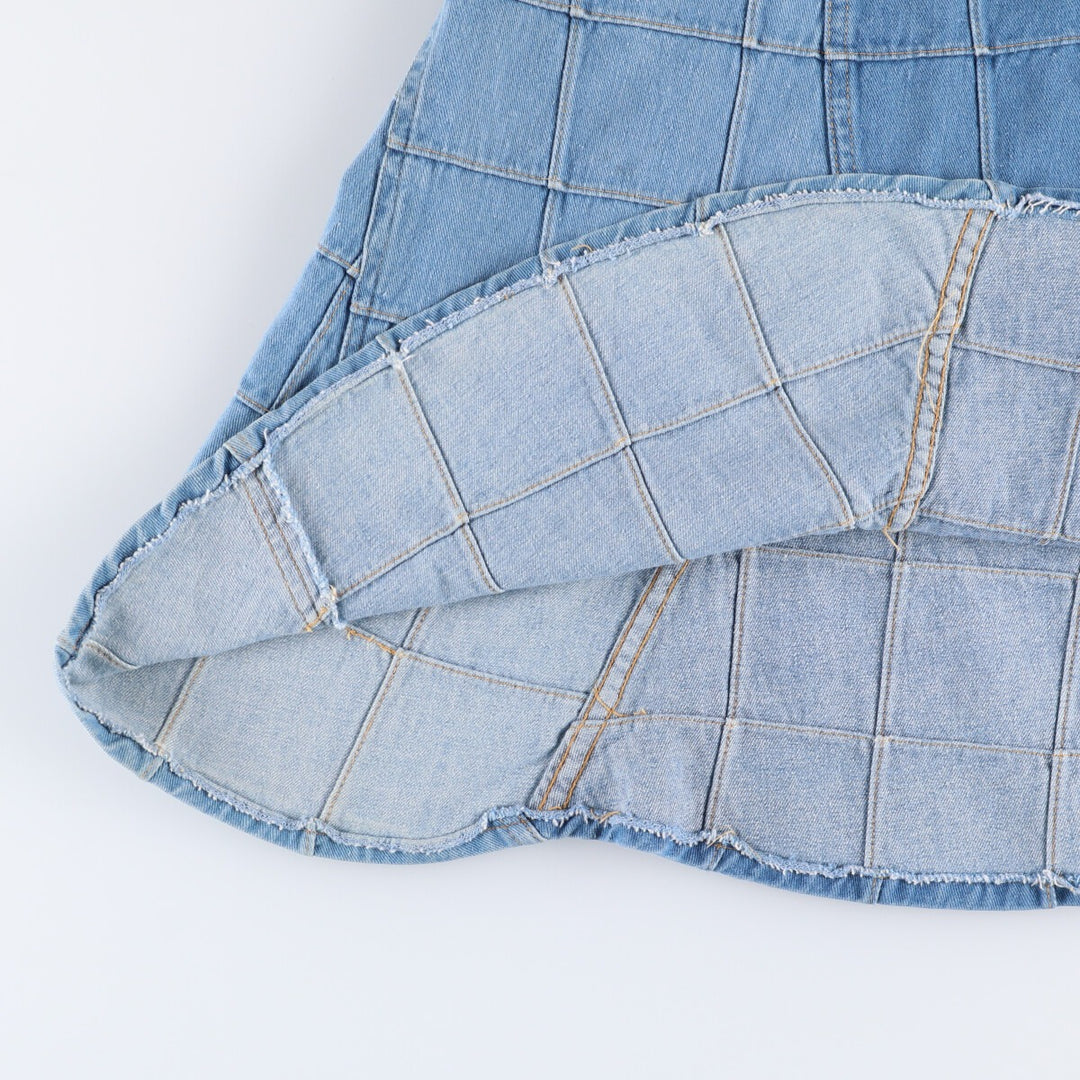 BRITTANIA SPORTSWEAR Patchwork Denim Half-Length A-Line Skirt, Women's Size M, Vintage cotton blue type Vintage Second Hand