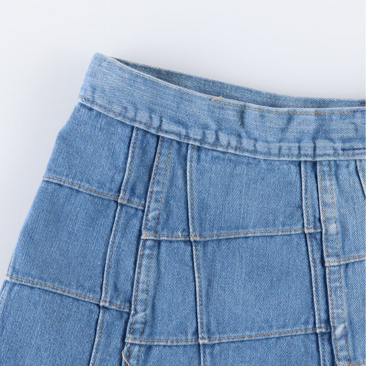 BRITTANIA SPORTSWEAR Patchwork Denim Half-Length A-Line Skirt, Women's Size M, Vintage cotton blue type Vintage Second Hand