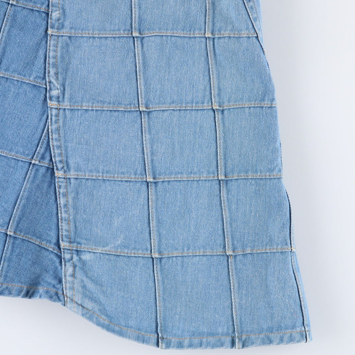 BRITTANIA SPORTSWEAR Patchwork Denim Half-Length A-Line Skirt, Women's Size M, Vintage cotton blue type Vintage Second Hand