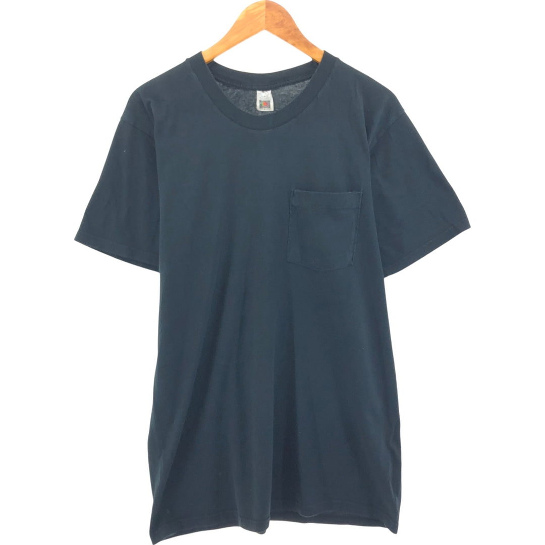 Fruit of the Loom Plain Pocket T-Shirt, Men's XL cotton black type Vintage Second Hand