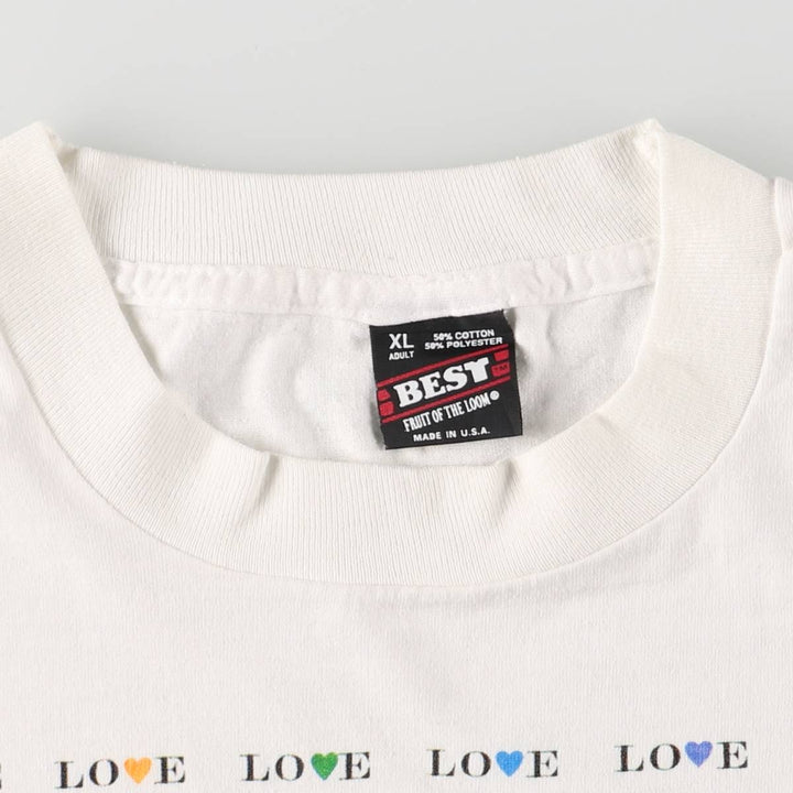 90'S Fruit of the Loom Best Printed T-shirt, Made in USA, Men's XL, Vintage cotton white type Vintage Second Hand