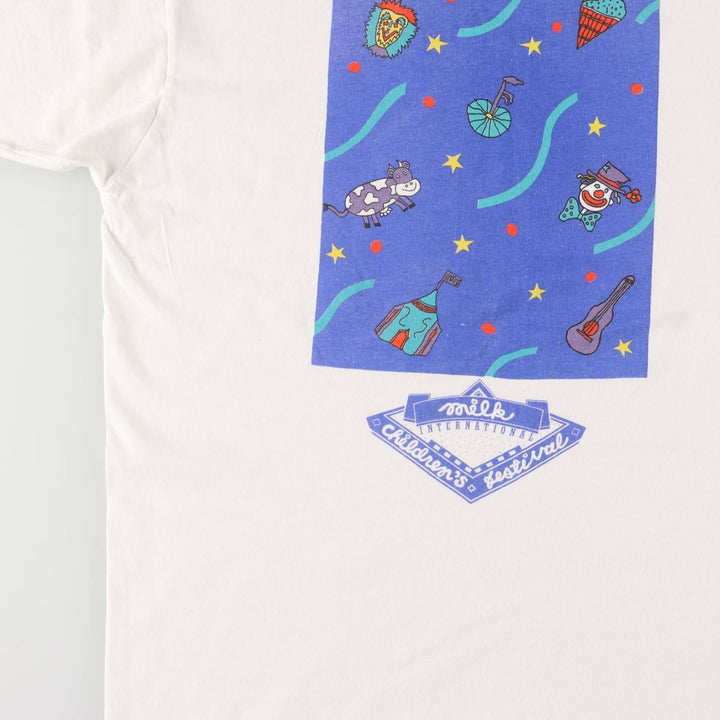 90'S Fruit of the Loom printed T-shirt, made in Canada, men's XL size, vintage cotton white type Vintage Second Hand