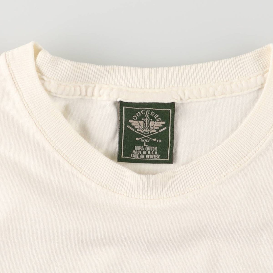 Vintage 90'S Dockers printed T-shirt, Made in USA, Men's Size L cotton white type Vintage Second Hand
