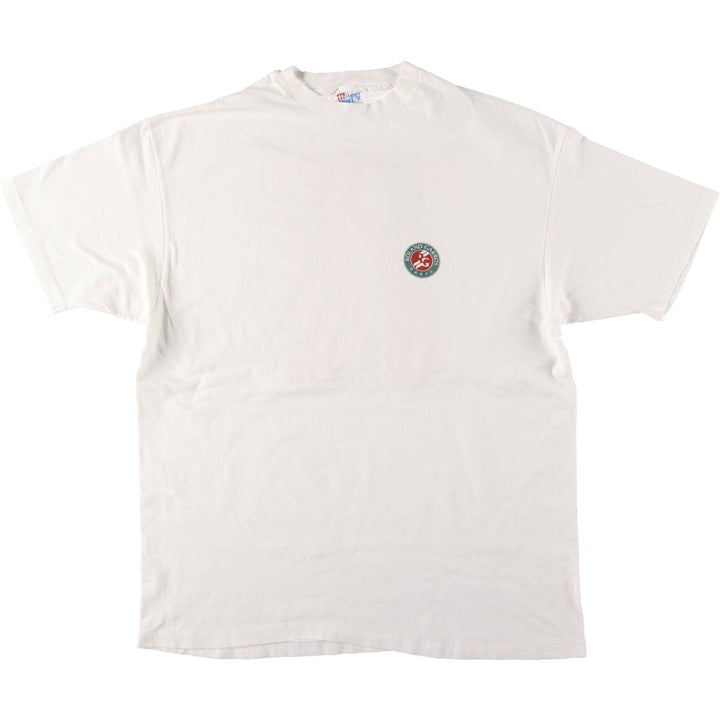 90'S Hanes Jean Lucac Roland Garros Printed T-Shirt Made in USA Men's XL Vintage cotton white type Vintage Second Hand