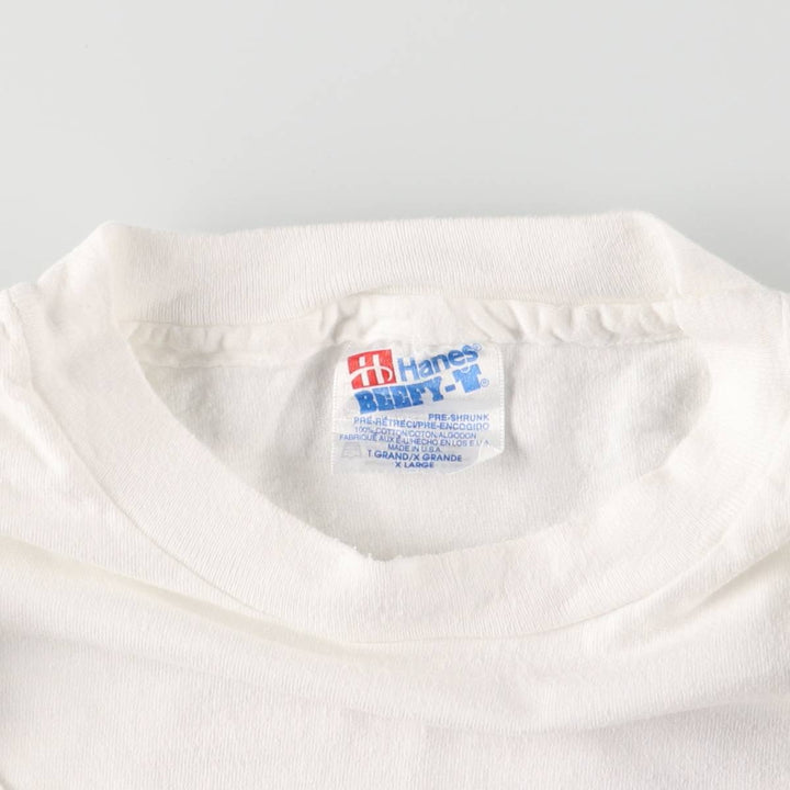 90'S Hanes Jean Lucac Roland Garros Printed T-Shirt Made in USA Men's XL Vintage cotton white type Vintage Second Hand