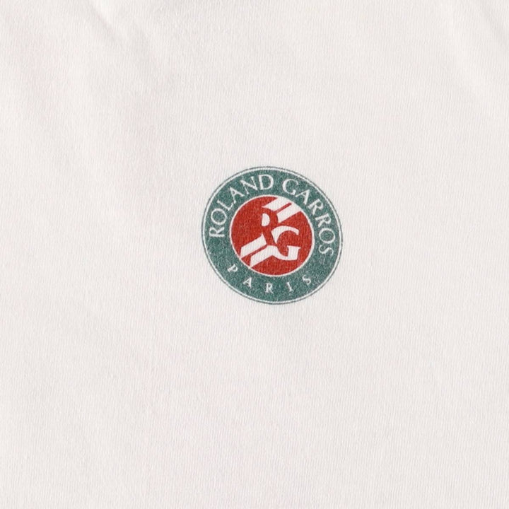 90'S Hanes Jean Lucac Roland Garros Printed T-Shirt Made in USA Men's XL Vintage cotton white type Vintage Second Hand