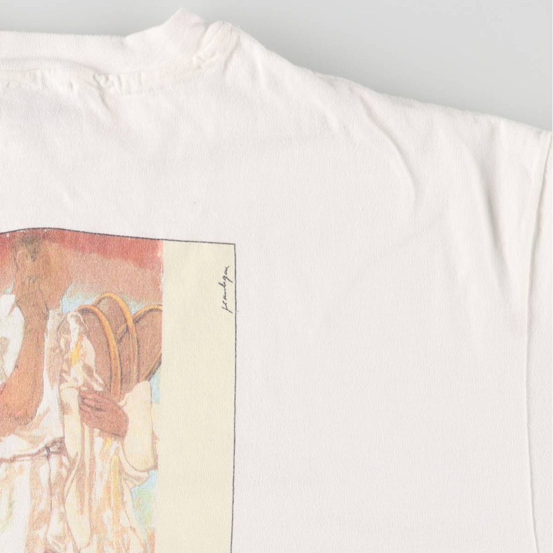 90'S Hanes Jean Lucac Roland Garros Printed T-Shirt Made in USA Men's XL Vintage cotton white type Vintage Second Hand