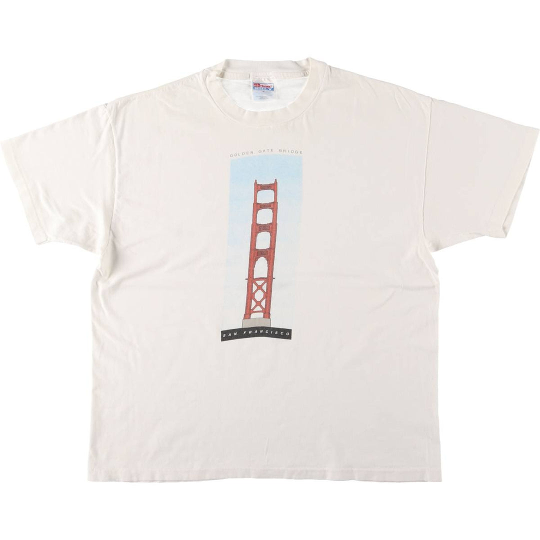 Vintage 90'S Hanes printed T-shirt, made in the USA, men's XL size cotton white type Vintage Second Hand