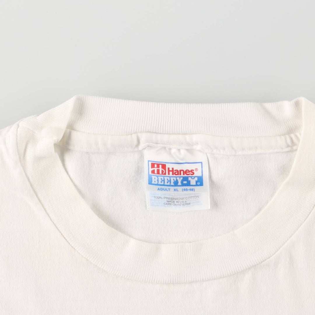 Vintage 90'S Hanes printed T-shirt, made in the USA, men's XL size cotton white type Vintage Second Hand
