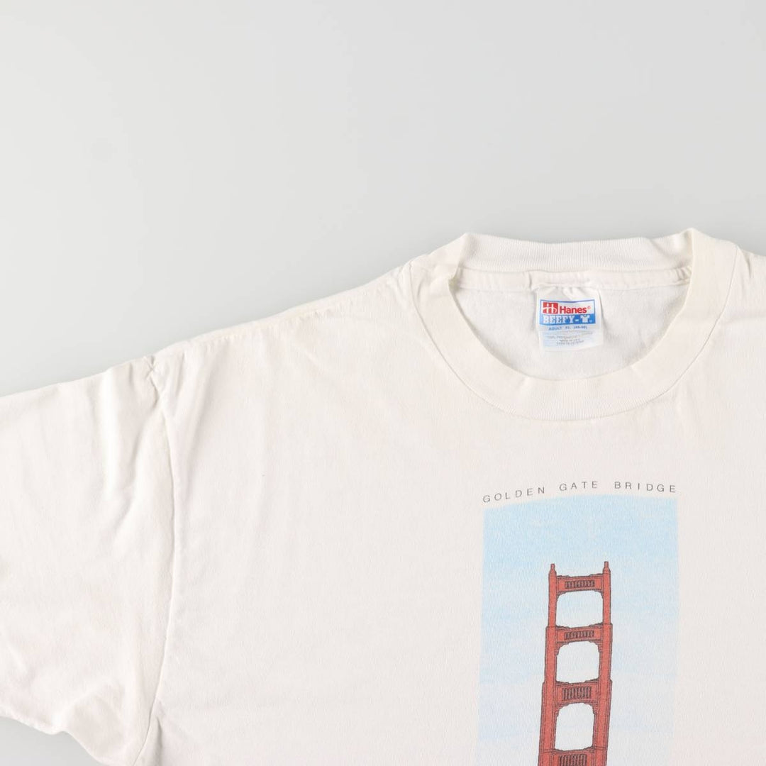 Vintage 90'S Hanes printed T-shirt, made in the USA, men's XL size cotton white type Vintage Second Hand