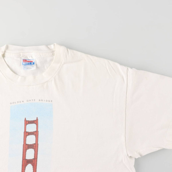 Vintage 90'S Hanes printed T-shirt, made in the USA, men's XL size cotton white type Vintage Second Hand