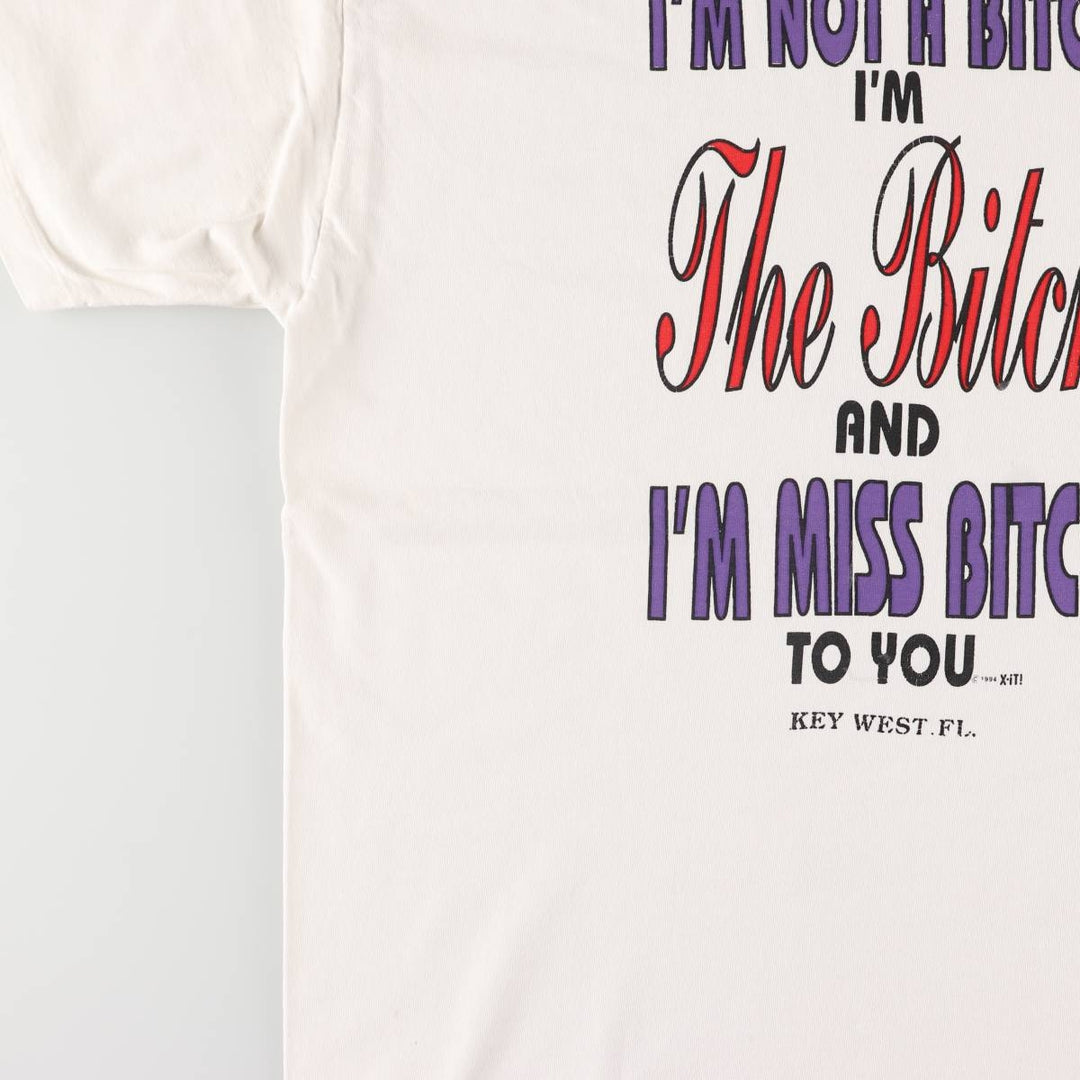 90'S ONEITA POWER-T Message Print T-Shirt Made in USA Men's L Size Vintage cotton white type Vintage Second Hand