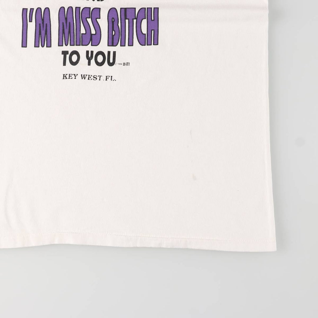 90'S ONEITA POWER-T Message Print T-Shirt Made in USA Men's L Size Vintage cotton white type Vintage Second Hand