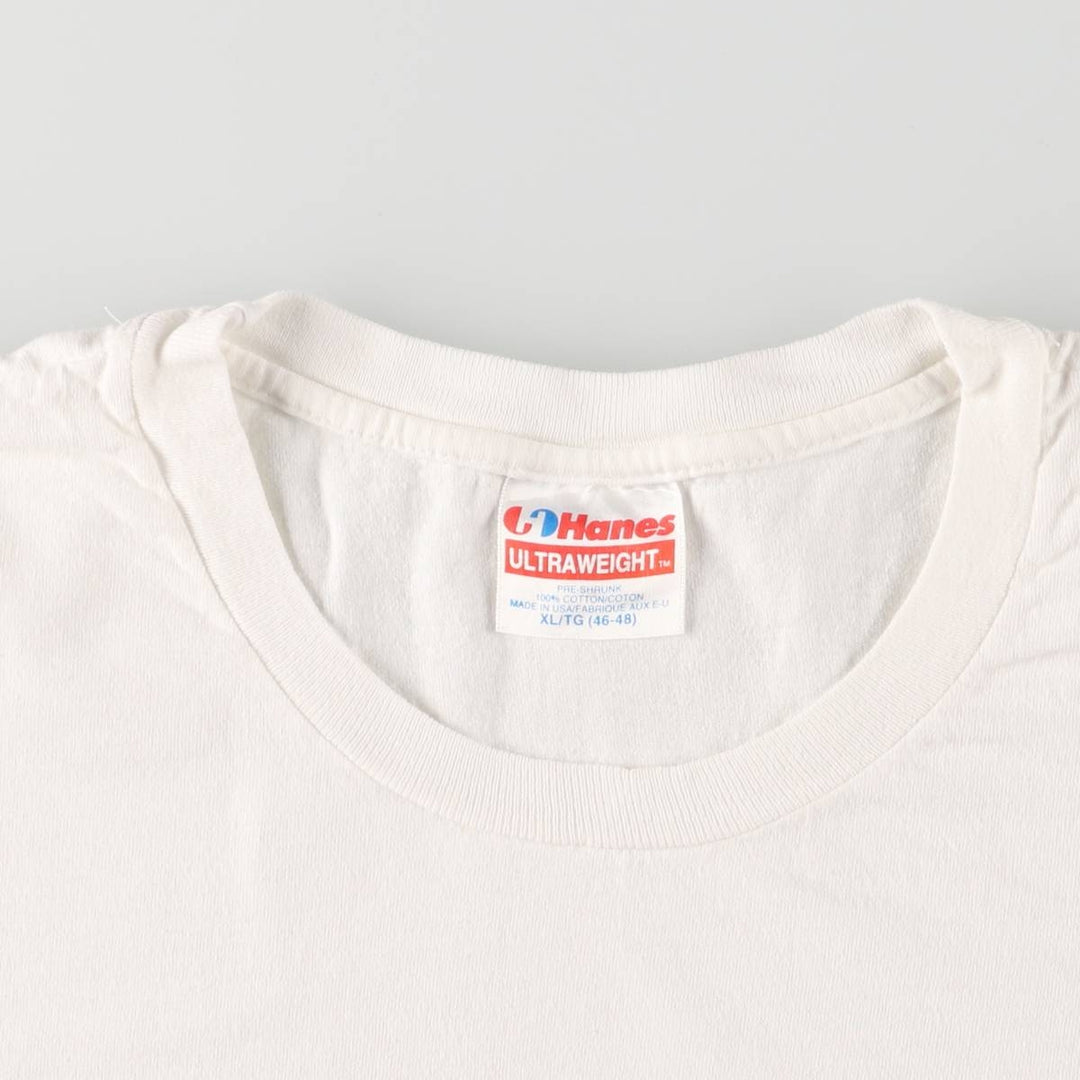 90'S Hanes ULTRAWEIGHT Message Print T-Shirt Made in USA Men's XL Vintage cotton white type Vintage Second Hand