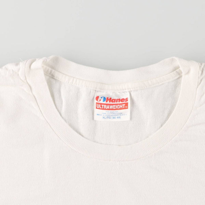 90'S Hanes ULTRAWEIGHT Message Print T-Shirt Made in USA Men's XL Vintage cotton white type Vintage Second Hand