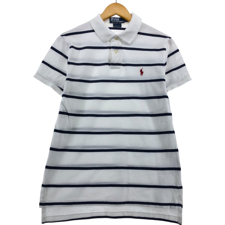Ralph Lauren Polo by Ralph Lauren Custom Fit Short Sleeve Striped Polo Shirt, Men's Size Medium cotton white type Vintage Second Hand