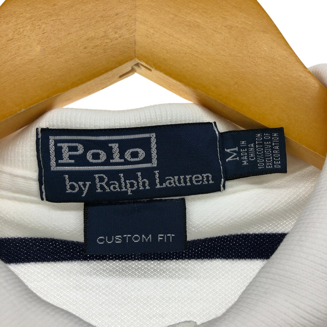 Ralph Lauren Polo by Ralph Lauren Custom Fit Short Sleeve Striped Polo Shirt, Men's Size Medium cotton white type Vintage Second Hand
