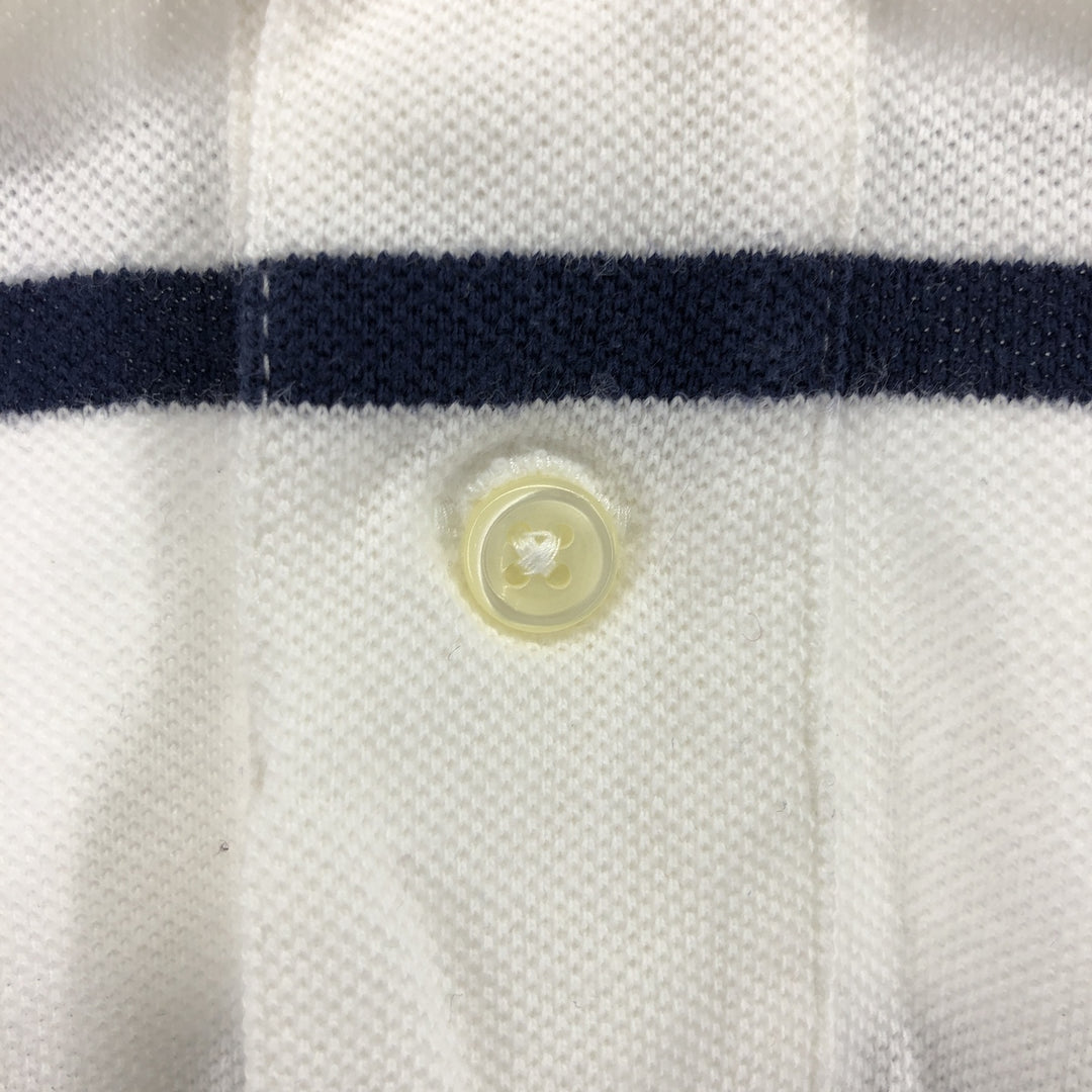 Ralph Lauren Polo by Ralph Lauren Custom Fit Short Sleeve Striped Polo Shirt, Men's Size Medium cotton white type Vintage Second Hand