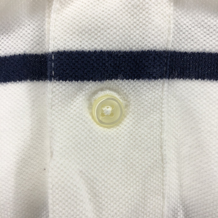 Ralph Lauren Polo by Ralph Lauren Custom Fit Short Sleeve Striped Polo Shirt, Men's Size Medium cotton white type Vintage Second Hand
