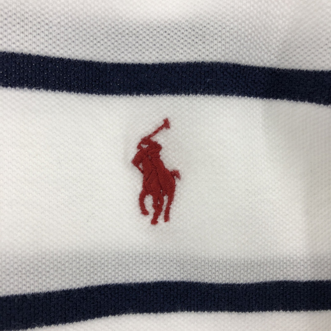 Ralph Lauren Polo by Ralph Lauren Custom Fit Short Sleeve Striped Polo Shirt, Men's Size Medium cotton white type Vintage Second Hand