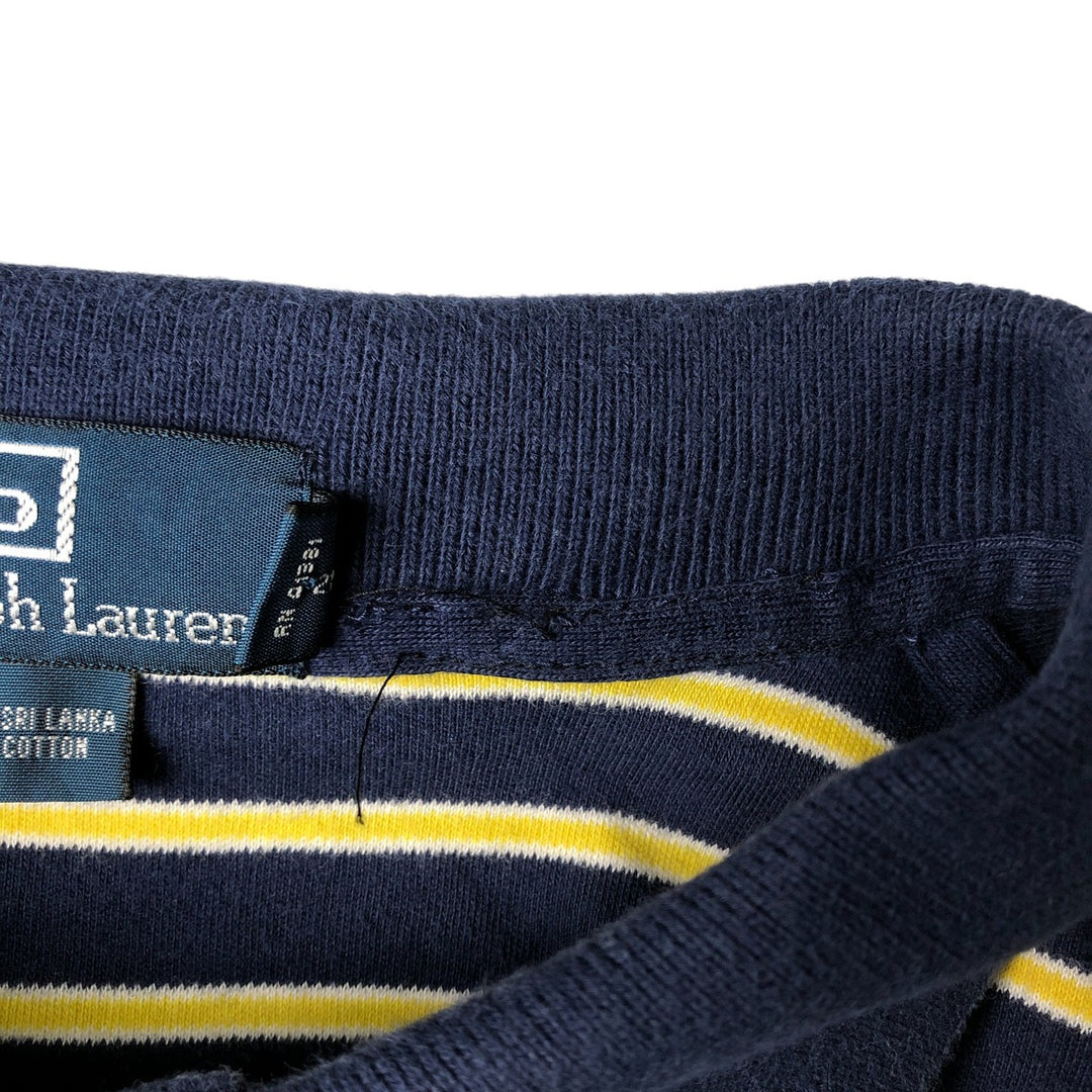 Ralph Lauren POLO by Ralph Lauren Striped Pattern Short Sleeve Striped Polo Shirt Men's Size L cotton navy blue type Vintage Second Hand
