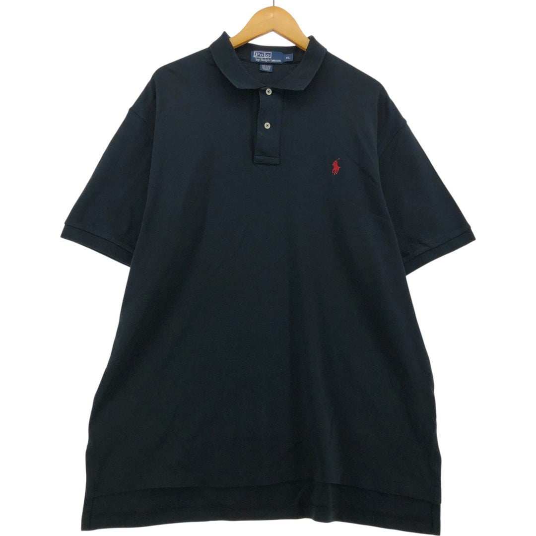 Ralph Lauren POLO by Ralph Lauren short sleeve polo shirt, men's XL size cotton black type Vintage Second Hand