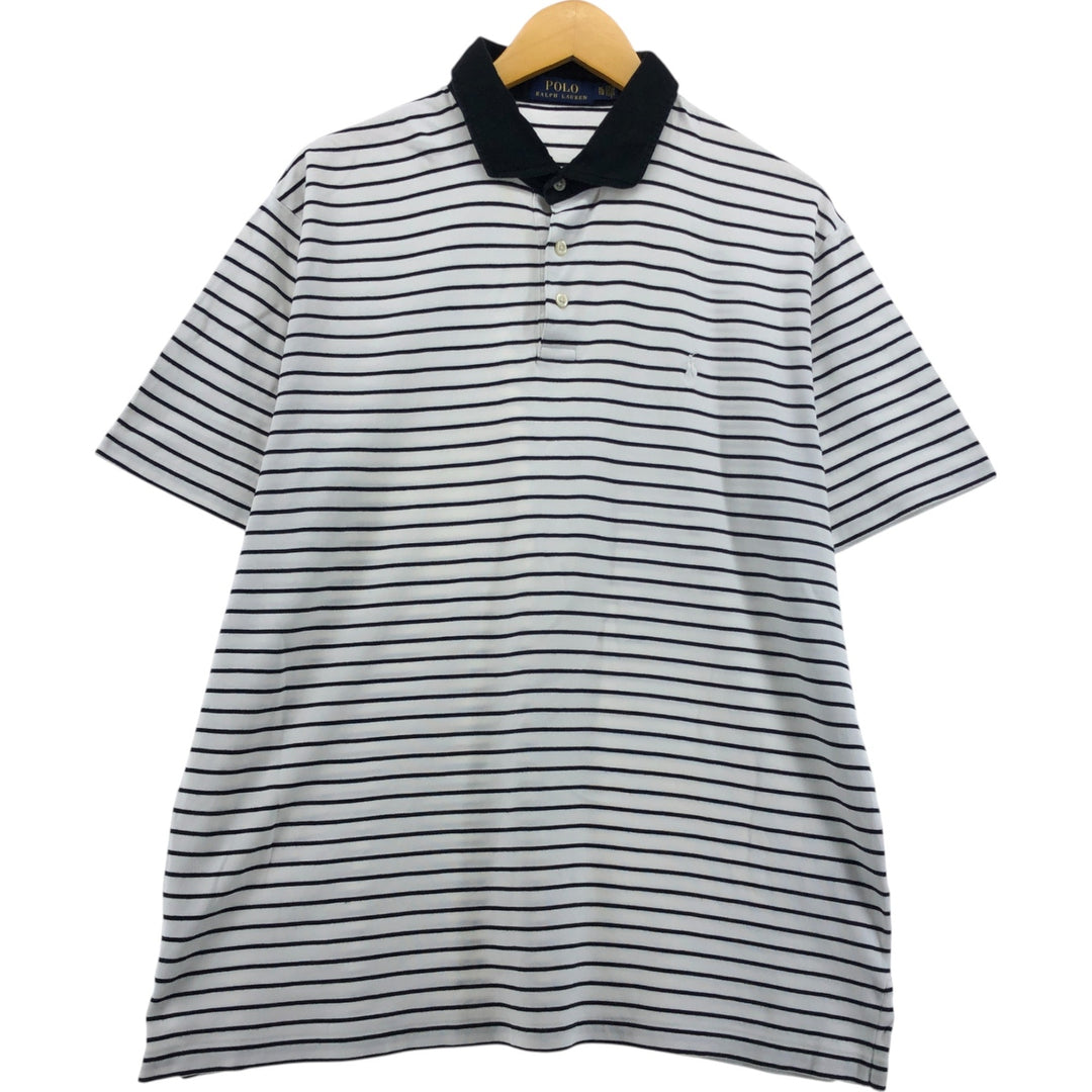 Ralph Lauren POLO RALPH LAUREN CLASSIC FIT short sleeve striped polo shirt men's XL equivalent cotton white type Vintage Second Hand