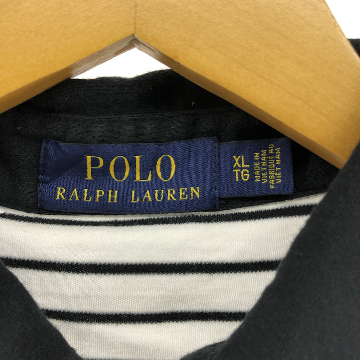 Ralph Lauren POLO RALPH LAUREN CLASSIC FIT short sleeve striped polo shirt men's XL equivalent cotton white type Vintage Second Hand
