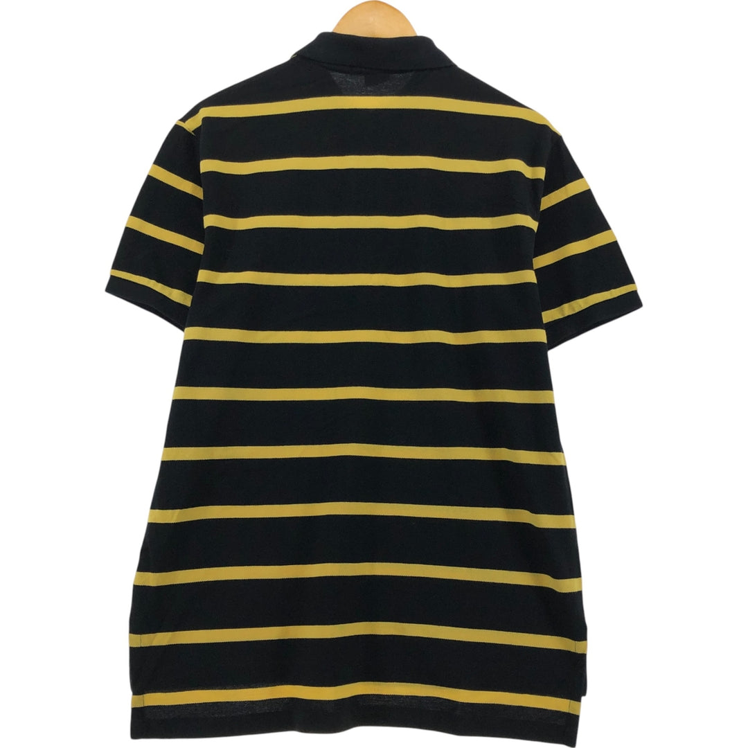Ralph Lauren POLO by Ralph Lauren CUSTOM FIT short sleeve striped polo shirt men's size L cotton black type Vintage Second Hand