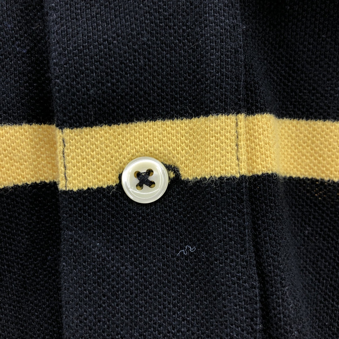 Ralph Lauren POLO by Ralph Lauren CUSTOM FIT short sleeve striped polo shirt men's size L cotton black type Vintage Second Hand