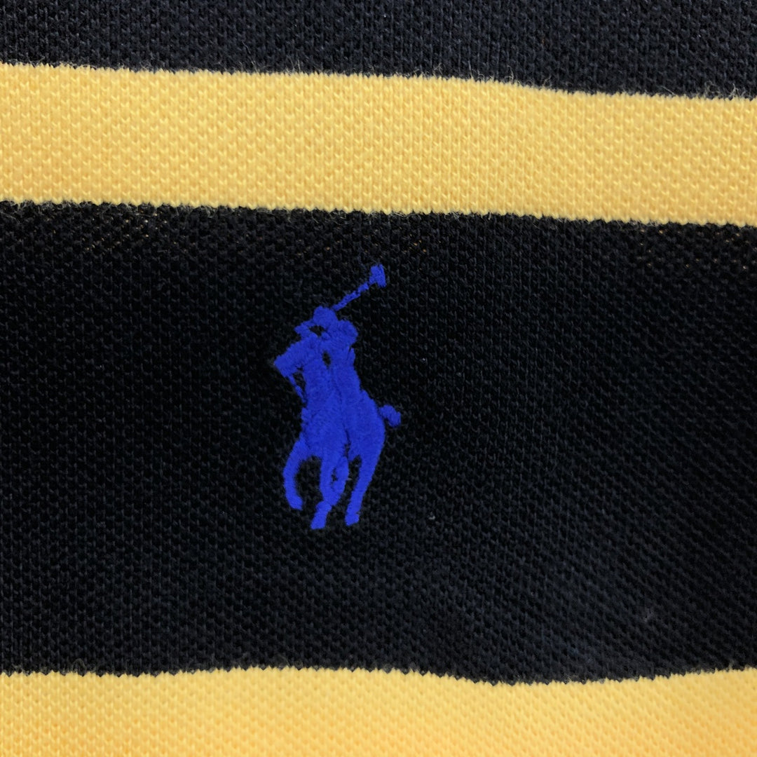 Ralph Lauren POLO by Ralph Lauren CUSTOM FIT short sleeve striped polo shirt men's size L cotton black type Vintage Second Hand