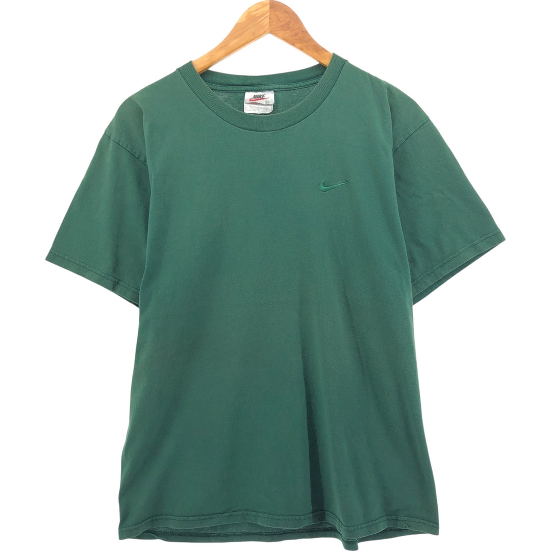 90'S Nike One Point Logo T-shirt, Men's M size, Vintage cotton Green type dark green Vintage Second Hand