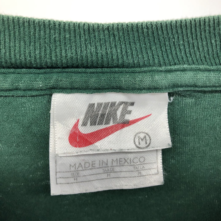 90'S Nike One Point Logo T-shirt, Men's M size, Vintage cotton Green type dark green Vintage Second Hand