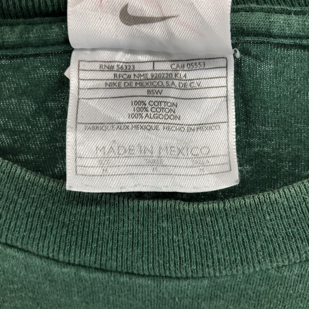 90'S Nike One Point Logo T-shirt, Men's M size, Vintage cotton Green type dark green Vintage Second Hand