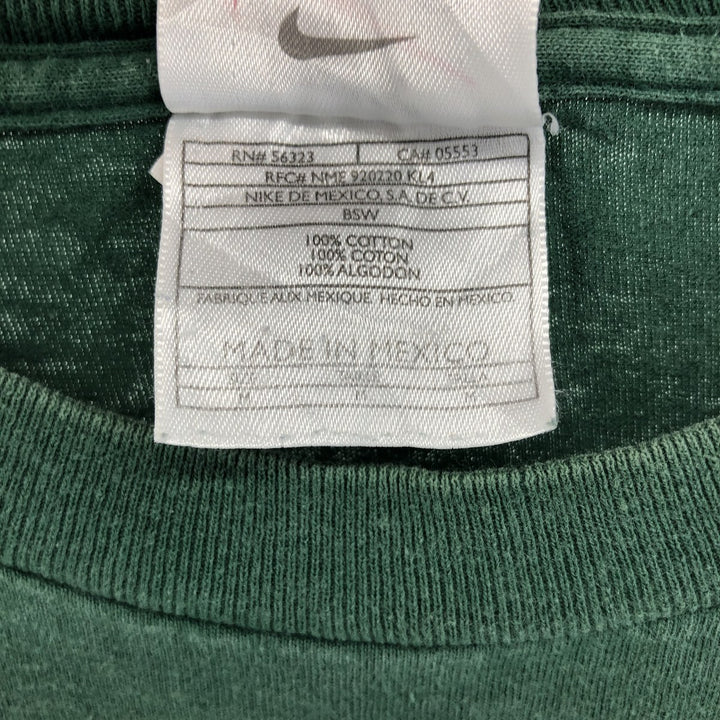 90'S Nike One Point Logo T-shirt, Men's M size, Vintage cotton Green type dark green Vintage Second Hand