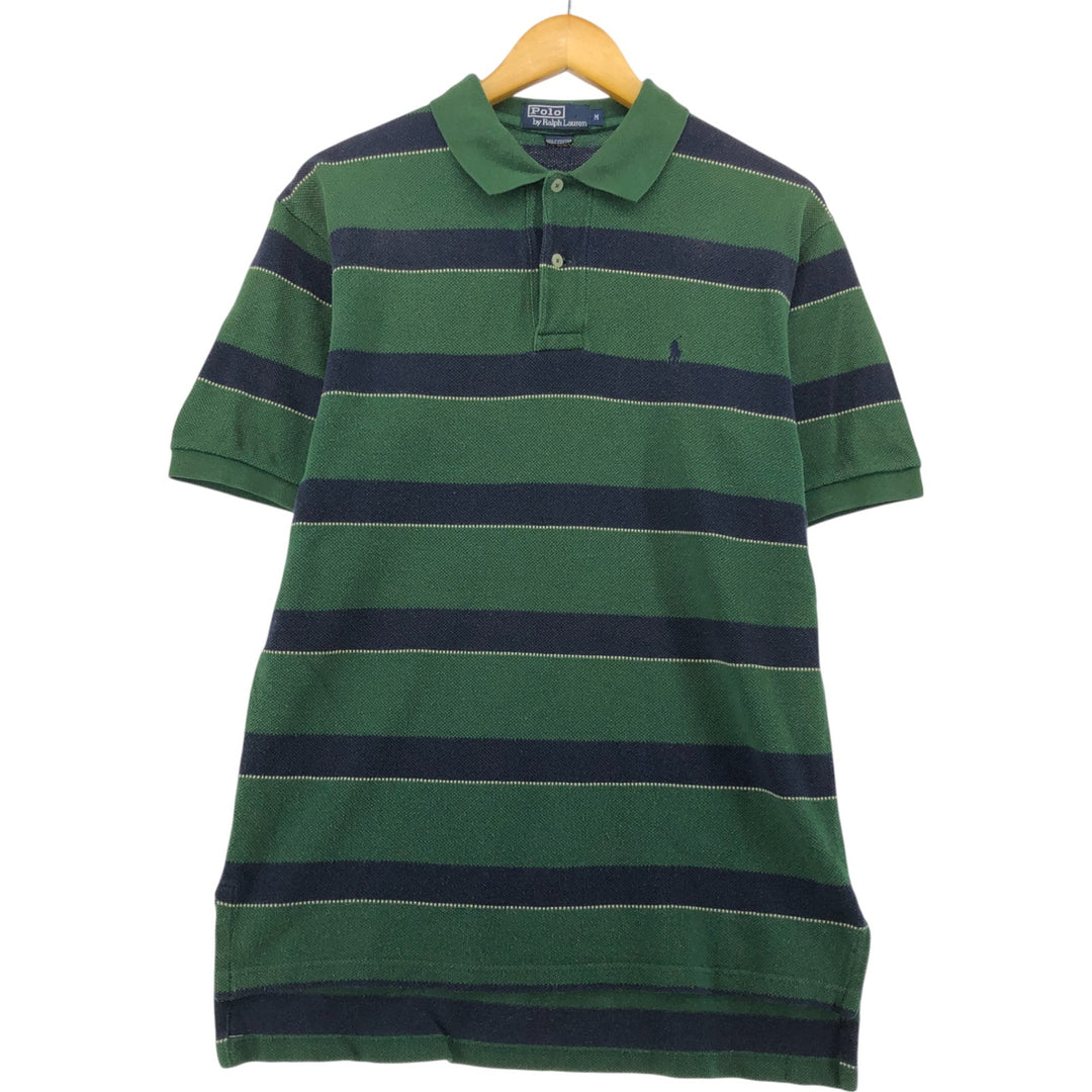 Ralph Lauren POLO by Ralph Lauren short sleeve striped polo shirt, men's size M cotton green type Vintage Second Hand