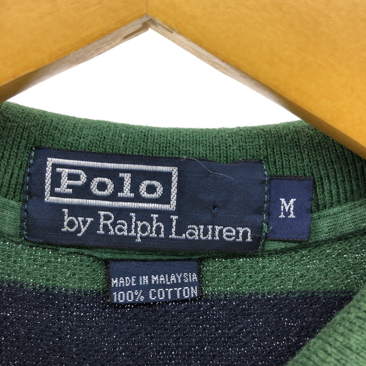 Ralph Lauren POLO by Ralph Lauren short sleeve striped polo shirt, men's size M cotton green type Vintage Second Hand