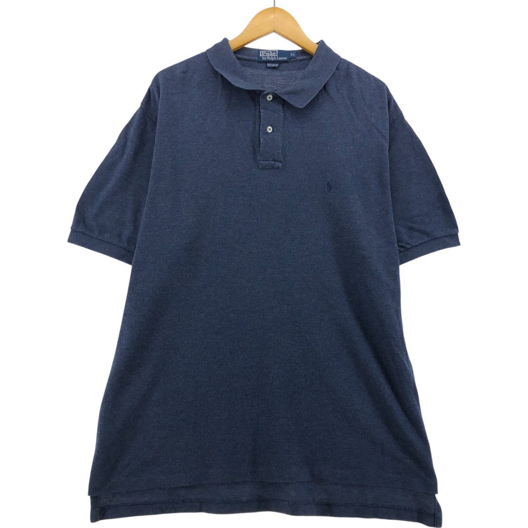 Ralph Lauren POLO by Ralph Lauren short sleeve polo shirt, men's XL size cotton Navy blue Vintage Second Hand