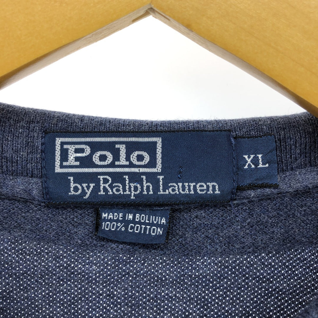 Ralph Lauren POLO by Ralph Lauren short sleeve polo shirt, men's XL size cotton Navy blue Vintage Second Hand