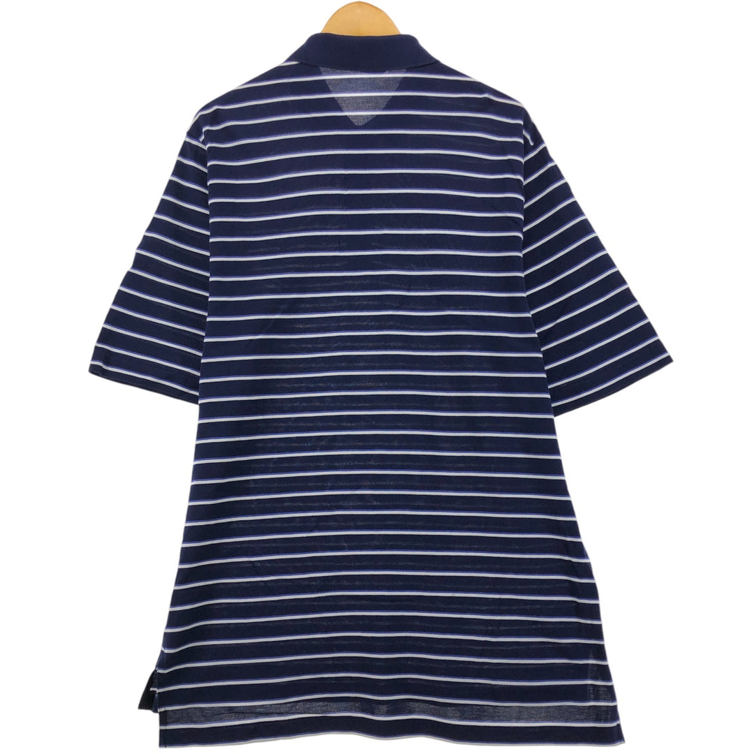Ralph Lauren POLO GOLF Short Sleeve Striped Polo Shirt Men's Size L Pima Cotton navy blue type Vintage Second Hand