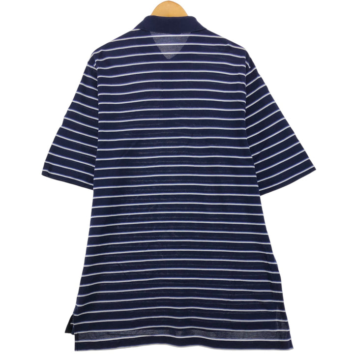 Ralph Lauren POLO GOLF Short Sleeve Striped Polo Shirt Men's Size L Pima Cotton navy blue type Vintage Second Hand