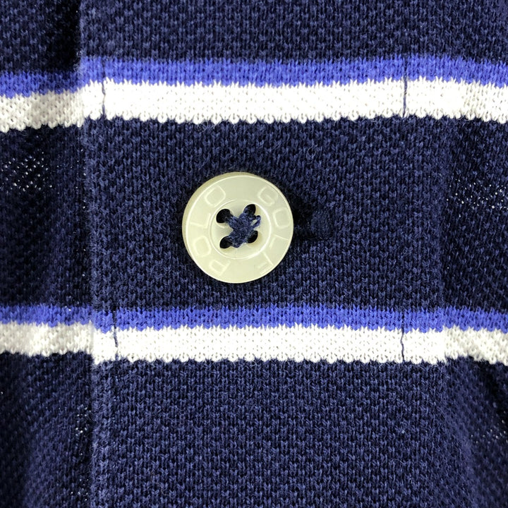 Ralph Lauren POLO GOLF Short Sleeve Striped Polo Shirt Men's Size L Pima Cotton navy blue type Vintage Second Hand