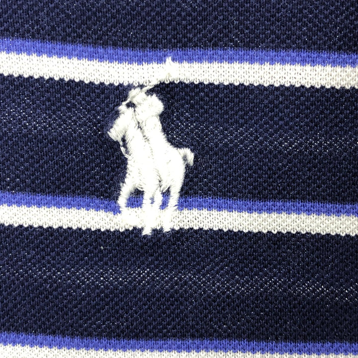 Ralph Lauren POLO GOLF Short Sleeve Striped Polo Shirt Men's Size L Pima Cotton navy blue type Vintage Second Hand