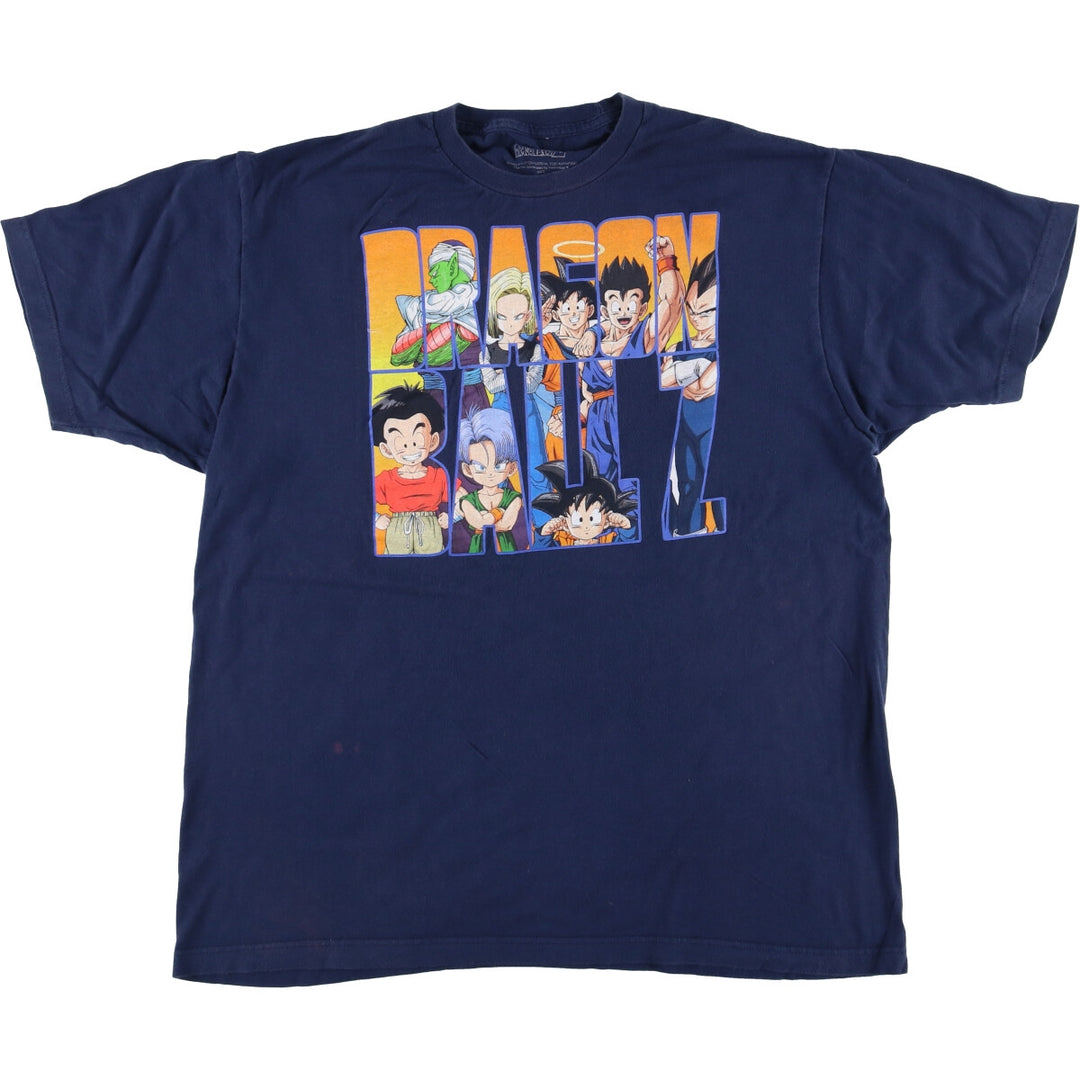 DRAGONBALL Dragon Ball Z Anime Character Print T-Shirt Men's XL cotton navy blue type Vintage Second Hand