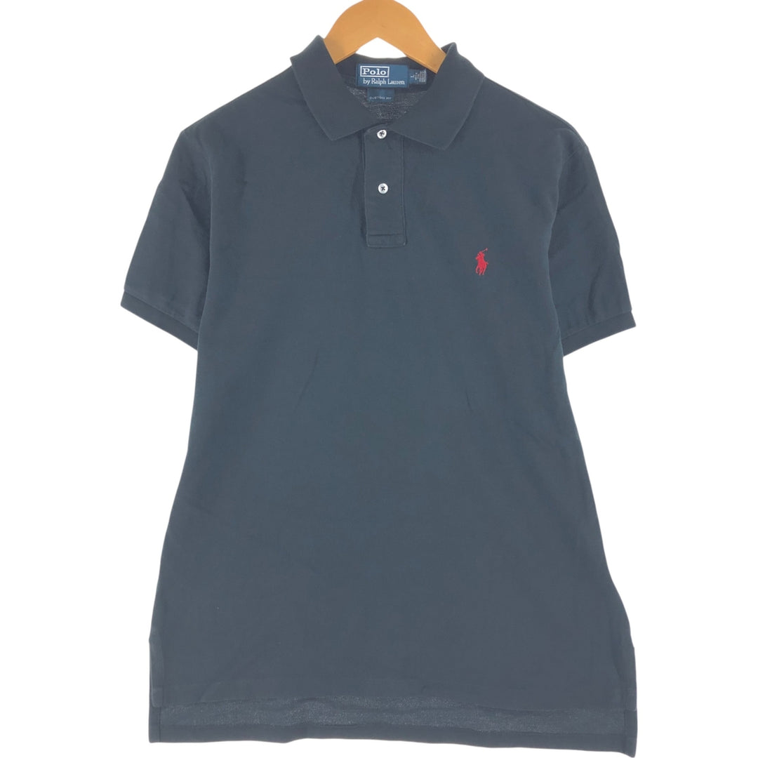 Ralph Lauren POLO by Ralph Lauren CUSTOM FIT short sleeve polo shirt, men's size L cotton black type Vintage Second Hand