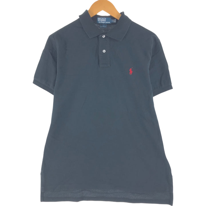 Ralph Lauren POLO by Ralph Lauren CUSTOM FIT short sleeve polo shirt, men's size L cotton black type Vintage Second Hand