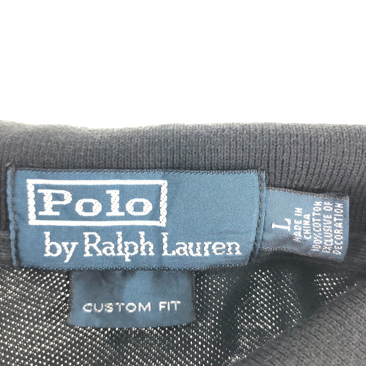 Ralph Lauren POLO by Ralph Lauren CUSTOM FIT short sleeve polo shirt, men's size L cotton black type Vintage Second Hand