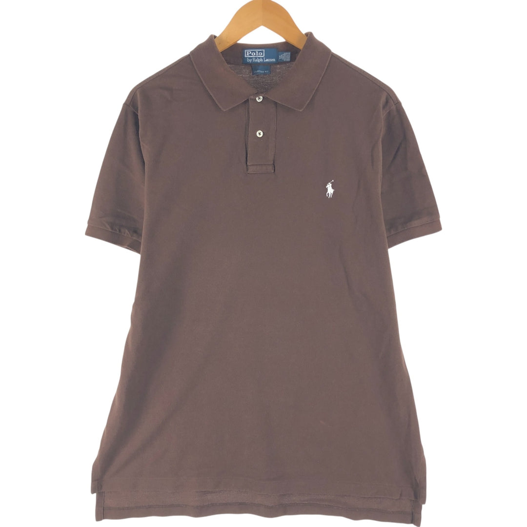 Ralph Lauren POLO by RALPH LAUREN CUSTOM FIT short sleeve polo shirt, men's XL size cotton brown type Vintage Second Hand